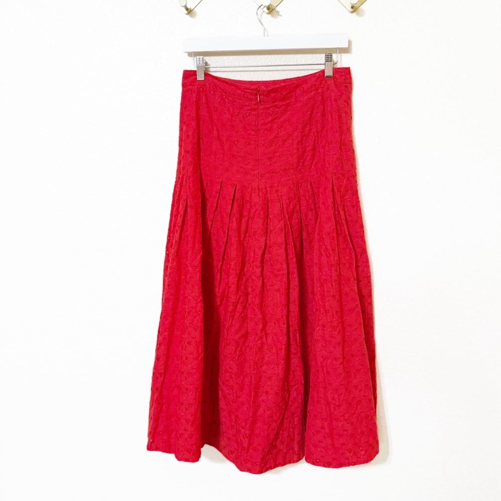 The Great The Rhythm Eyelet Cotton Midi Skirt in Red Rose size large $295 msrp - Picture 8 of 12